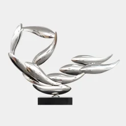 Table Top|Abstract^Statues & Sculptures Aero Stream 50cm Silver Metal Indoor Sculpture