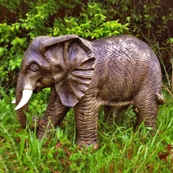 Wildlife^Statues & Sculptures African Elephant 42cm Bronze Marble Resin Garden Ornament