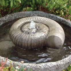 Water Features^Statues & Sculptures Ammonite Fossil Stone Garden Water Feature