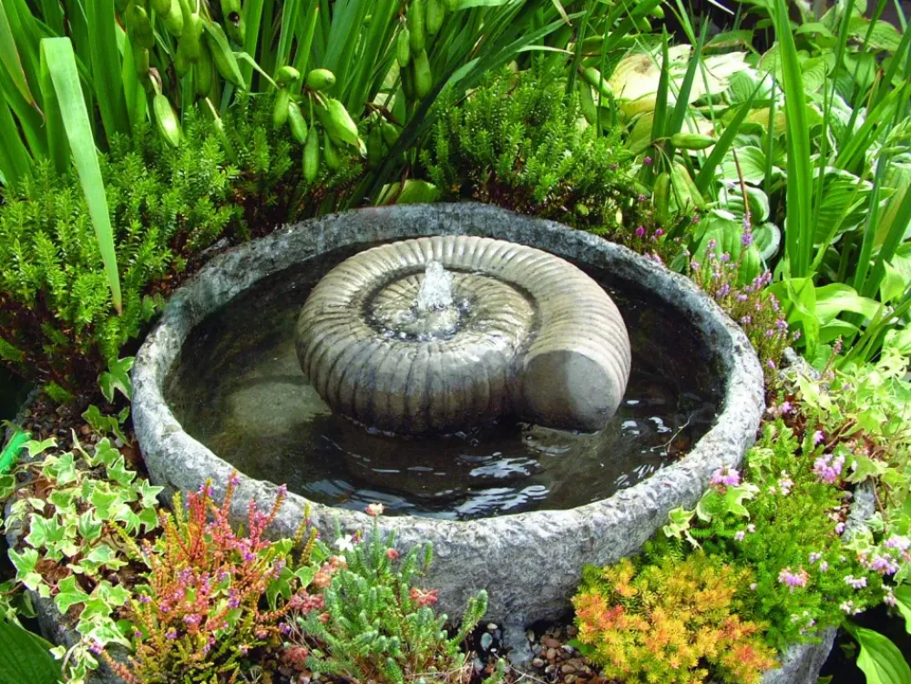 Water Features^Statues & Sculptures Ammonite Fossil Stone Garden Water Feature