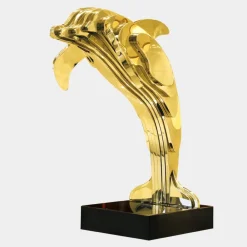 Table Top|Floor Standing^Statues & Sculptures Aqua Dolphin 70cm Gold Metal Garden Sculpture