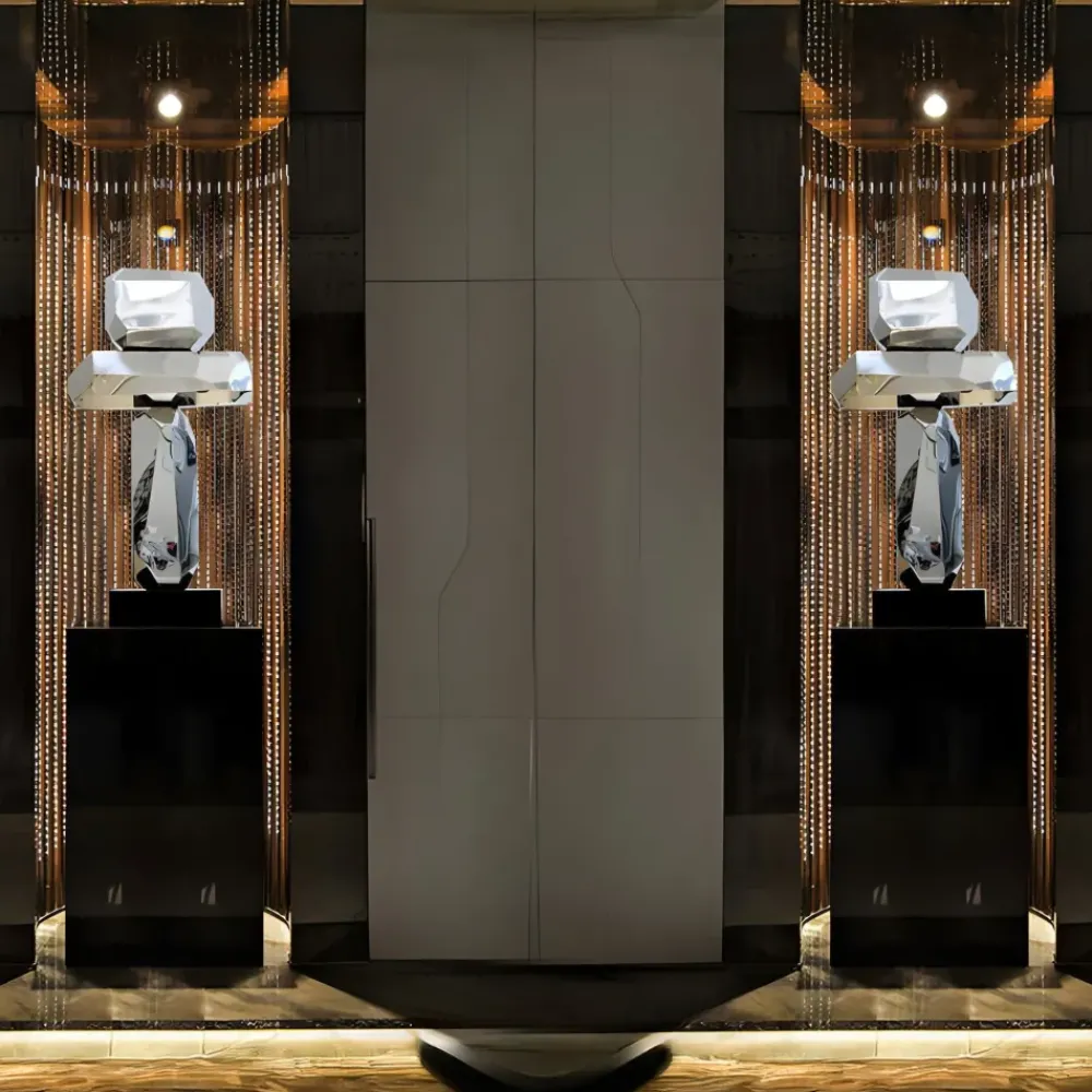 Table Top|Floor Standing^Statues & Sculptures Astrolith 89cm Silver Metal Indoor Sculpture v3