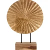 Table Top|Abstract^Statues & Sculptures Aurora Disc 48cm Gold Wood Indoor Sculpture