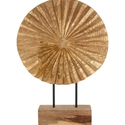 Table Top|Abstract^Statues & Sculptures Aurora Disc 48cm Gold Wood Indoor Sculpture