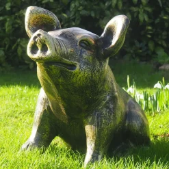 Farm^Statues & Sculptures Baby Piglet Bronze Metal Garden Ornament