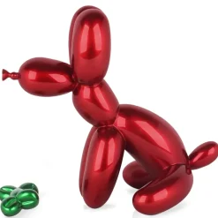 Table Top|Floor Standing^Statues & Sculptures Balloon Dog & Bone 46cm Red Resin Indoor Sculpture