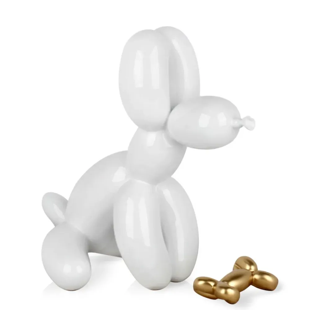 Table Top|Floor Standing^Statues & Sculptures Balloon Dog & Bone 28cm White Resin Indoor Sculpture