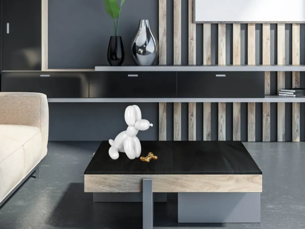 Table Top|Floor Standing^Statues & Sculptures Balloon Dog & Bone 28cm White Resin Indoor Sculpture