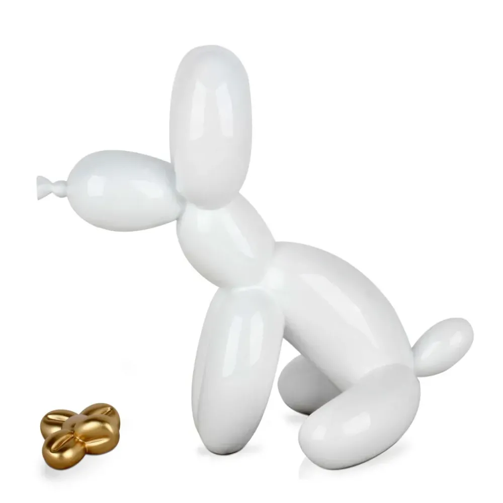 Table Top|Floor Standing^Statues & Sculptures Balloon Dog & Bone 28cm White Resin Indoor Sculpture