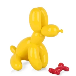 Floor Standing|Table Top^Statues & Sculptures Balloon Dog & Bone 28cm Yellow Resin Indoor Sculpture