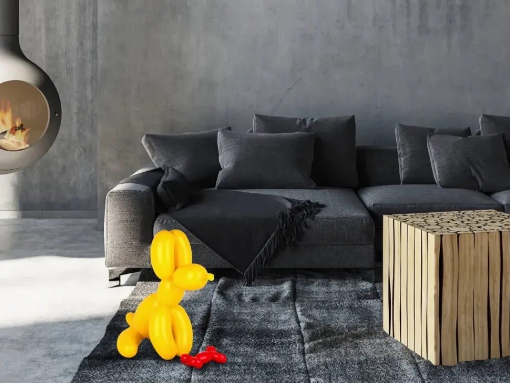 Table Top|Floor Standing^Statues & Sculptures Balloon Dog & Bone 46cm Yellow Resin Indoor Sculpture