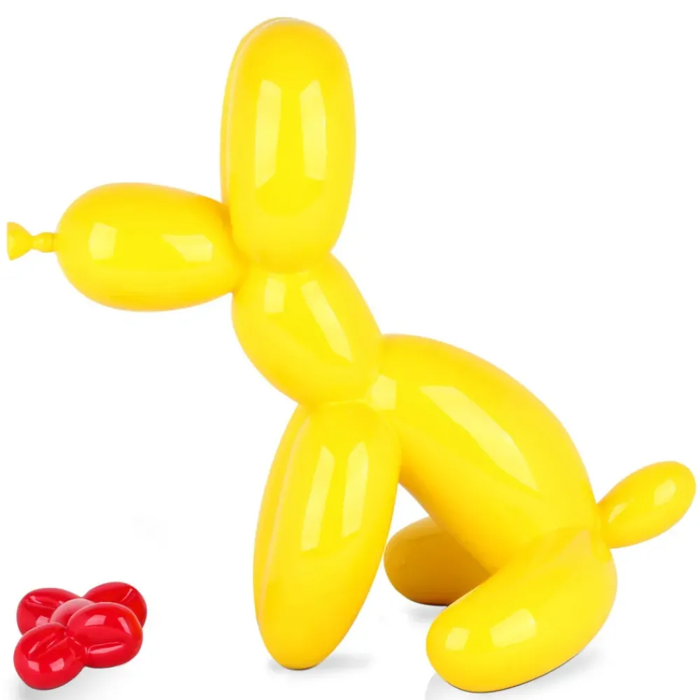 Table Top|Floor Standing^Statues & Sculptures Balloon Dog & Bone 46cm Yellow Resin Indoor Sculpture