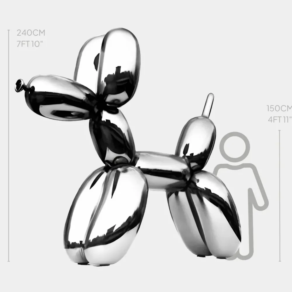 Giant|Floor Standing^Statues & Sculptures Balloon Dog 240cm Chrome Fibreglass Indoor Sculpture