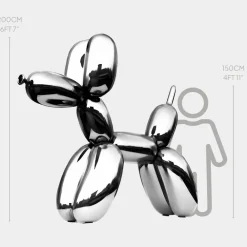 Giant|Floor Standing^Statues & Sculptures Balloon Dog 200cm Chrome Fibreglass Indoor Sculpture