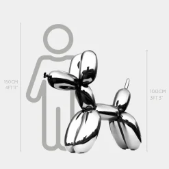 Floor Standing|Balloon Dogs^Statues & Sculptures Balloon Dog 100cm Chrome Fibreglass Indoor Sculpture