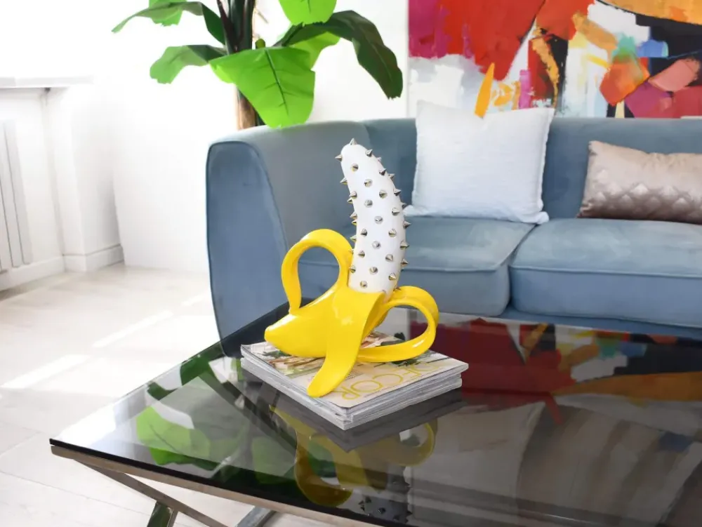 Table Top|Contemporary^Statues & Sculptures Banana Burst 35cm Yellow Stud Resin Indoor Sculpture