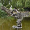 Eagles^Statues & Sculptures Battle of Eagles Bronze Metal Garden Statue