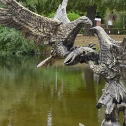 Eagles^Statues & Sculptures Battle of Eagles Bronze Metal Garden Statue