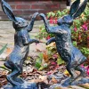 Wildlife^Statues & Sculptures Battling Hares 50cm Bronze Metal Garden Statues