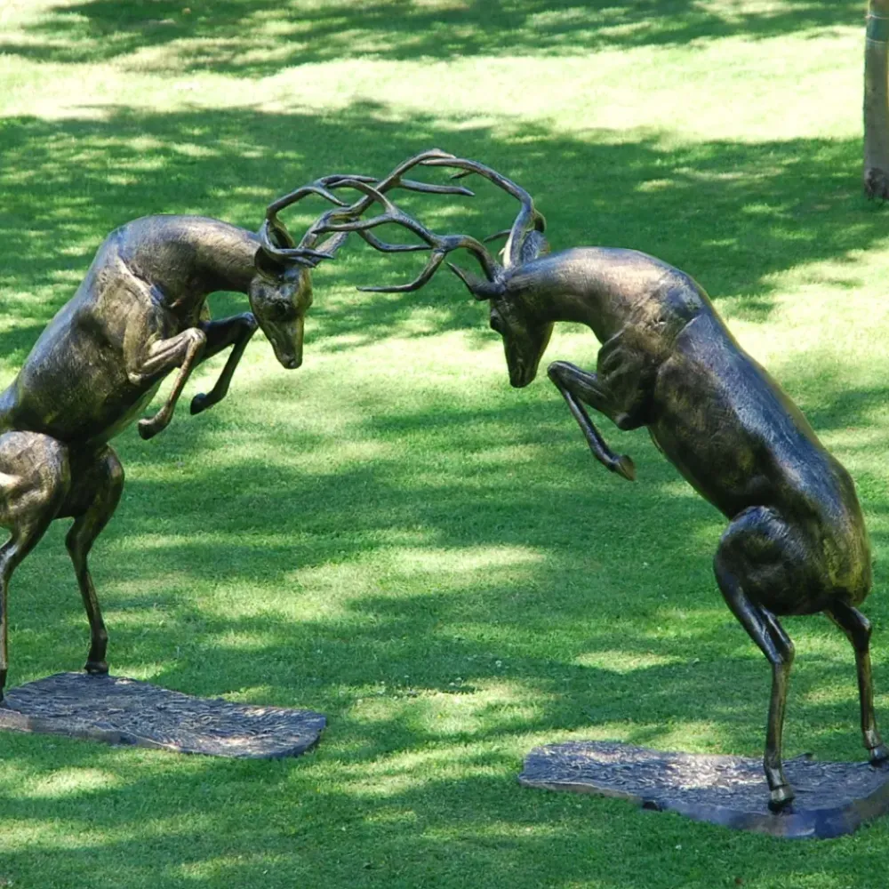 Stags & Deers^Statues & Sculptures Battling Stags Life-Size 140cm Bronze Metal Garden Statues