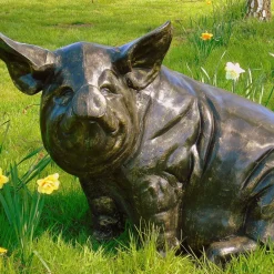 Farm^Statues & Sculptures Big Pig Bronze Metal Garden Statue