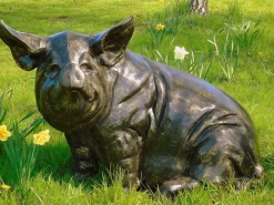 Farm^Statues & Sculptures Big Pig Bronze Metal Garden Statue