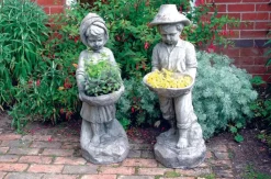 Children^Statues & Sculptures Boy & Girl Stone Garden Statues