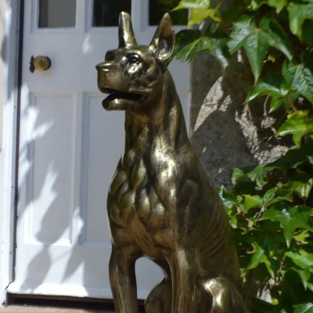 Dogs^Statues & Sculptures Bronson Great Dane Dog Bronze Metal Garden Statue
