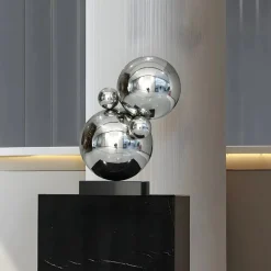 Table Top|Abstract^Statues & Sculptures Bubble Bobble 55cm Silver Metal Indoor Sculpture