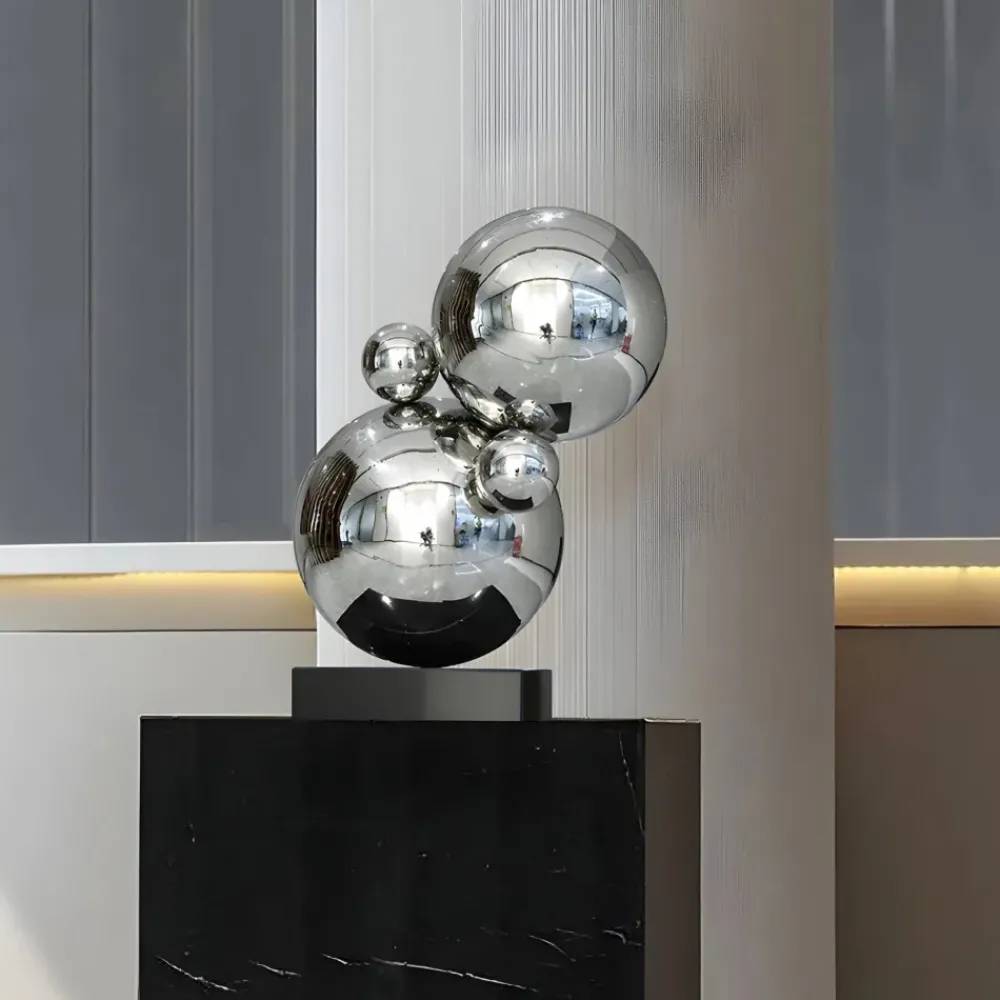 Table Top|Abstract^Statues & Sculptures Bubble Bobble 55cm Silver Metal Indoor Sculpture