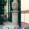 Buddha^Statues & Sculptures Buddha Head Stone Garden Ornament on Pedestal