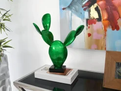 Table Top|Contemporary^Statues & Sculptures Cactus Bloom 41cm Green Resin Indoor Sculpture