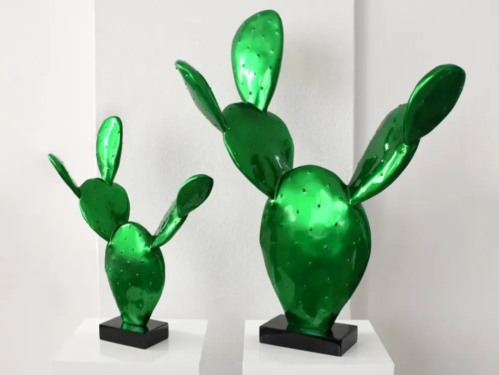 Table Top|Contemporary^Statues & Sculptures Cactus Bloom 61cm Green Resin Indoor Sculpture