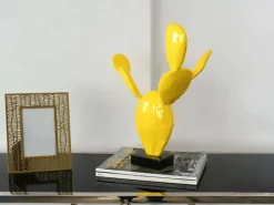 Table Top|Contemporary^Statues & Sculptures Cactus Bloom 41cm Yellow Resin Indoor Sculpture