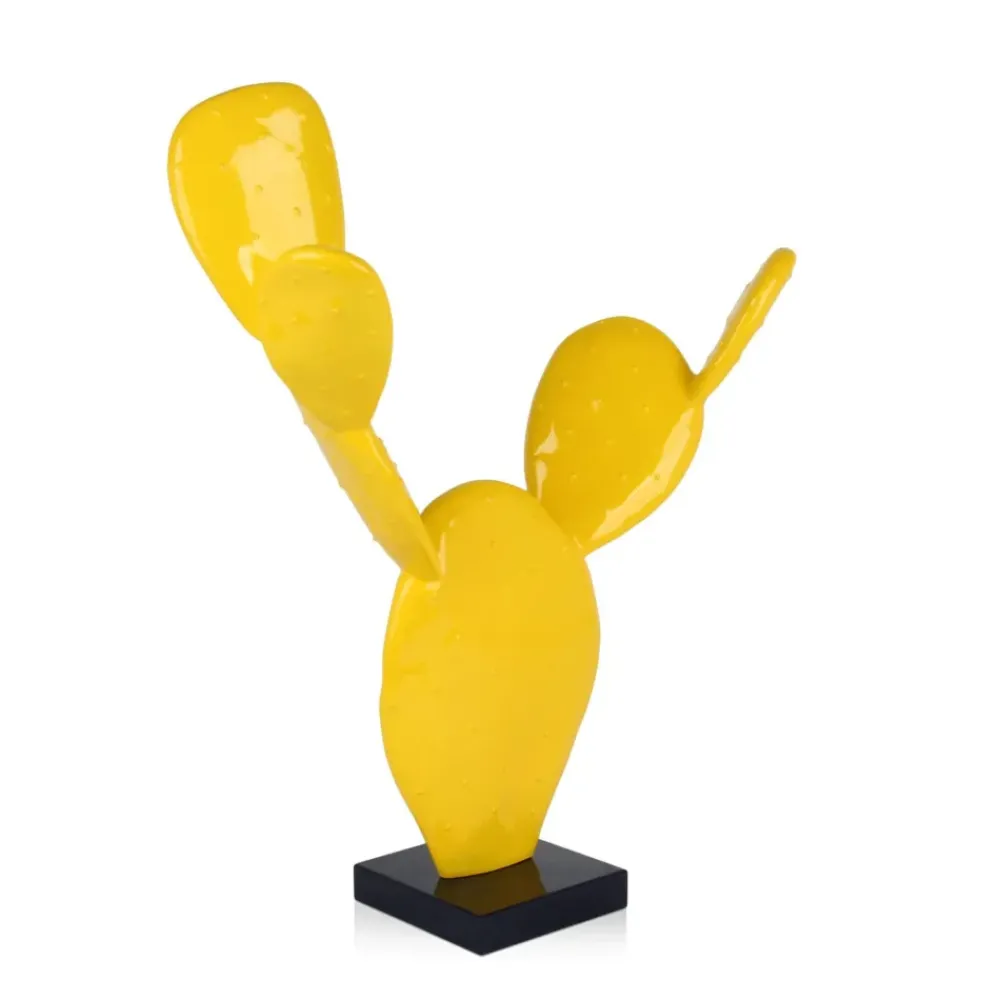 Table Top|Contemporary^Statues & Sculptures Cactus Bloom 41cm Yellow Resin Indoor Sculpture