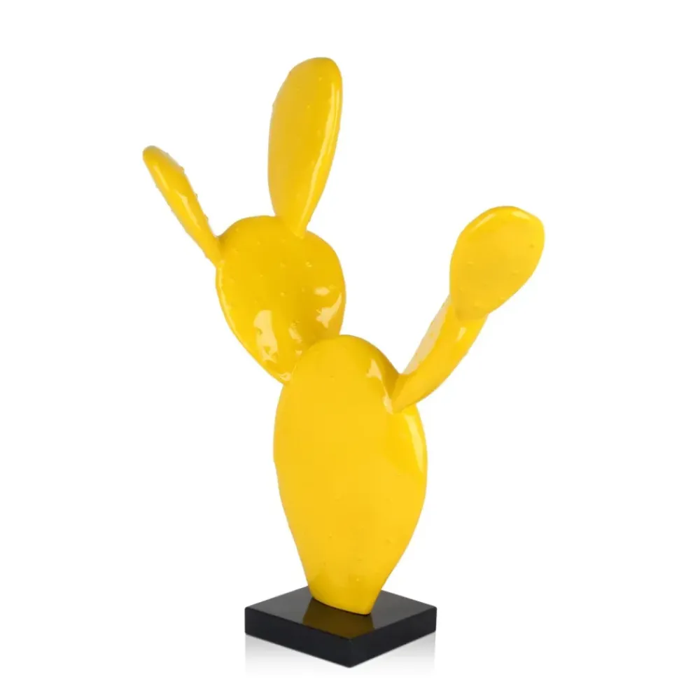 Table Top|Contemporary^Statues & Sculptures Cactus Bloom 41cm Yellow Resin Indoor Sculpture