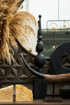 Table Top|Abstract^Statues & Sculptures Carbon Halo 53cm Black Wood Indoor Sculpture