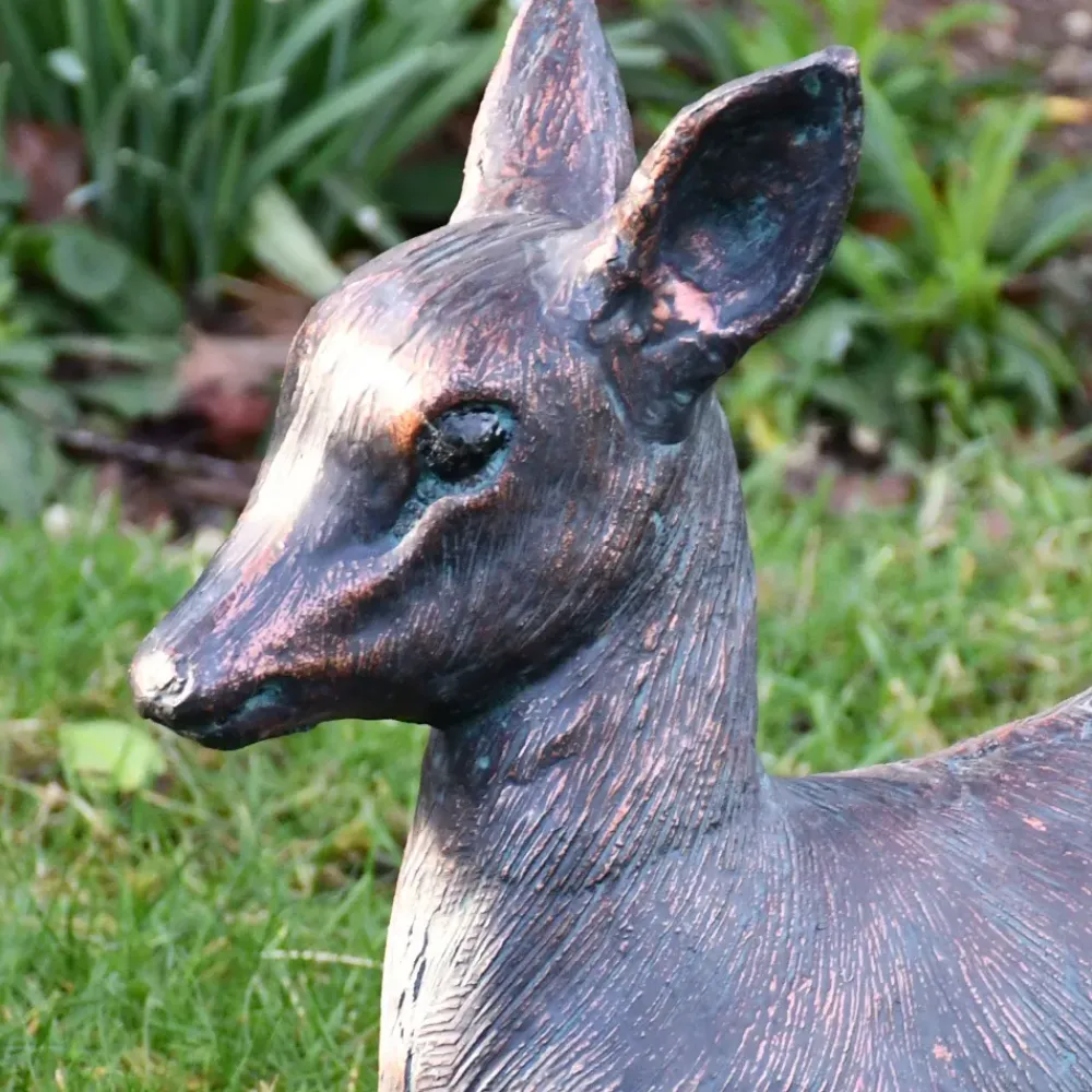 Stags & Deers^Statues & Sculptures Classic Fawn 30cm Bronze Metal Garden Statue