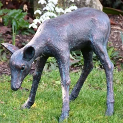Stags & Deers^Statues & Sculptures Classic Fawn 41cm Bronze Metal Garden Statue