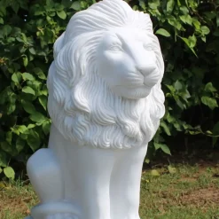 Wildlife|Lions^Statues & Sculptures Classic Lion 71cm Marble Resin Garden Statue