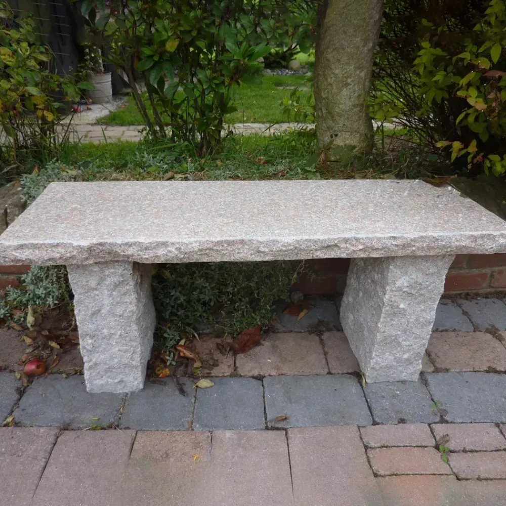 Stone Benches^Statues & Sculptures Classic Natural Granite Pink Stone Garden Bench