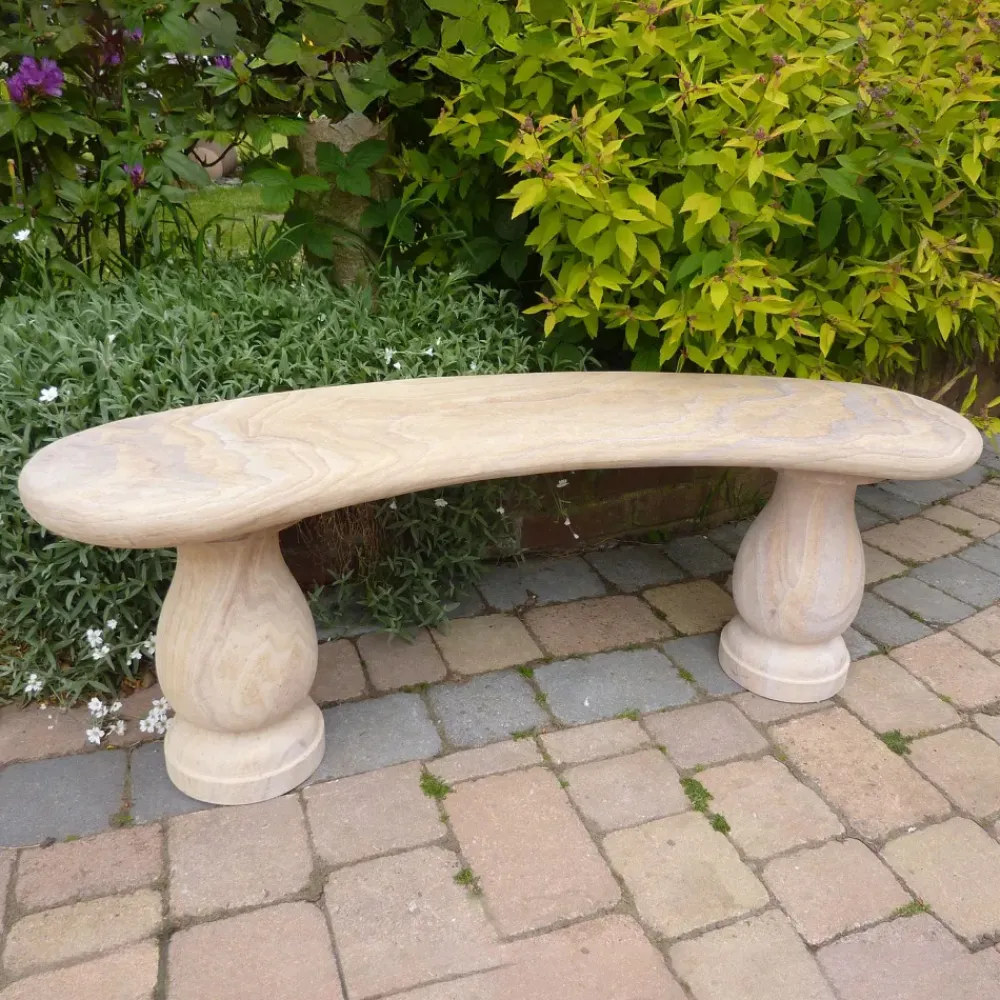 Stone Benches^Statues & Sculptures Classic Polished Rainbow Sandstone Garden Bench