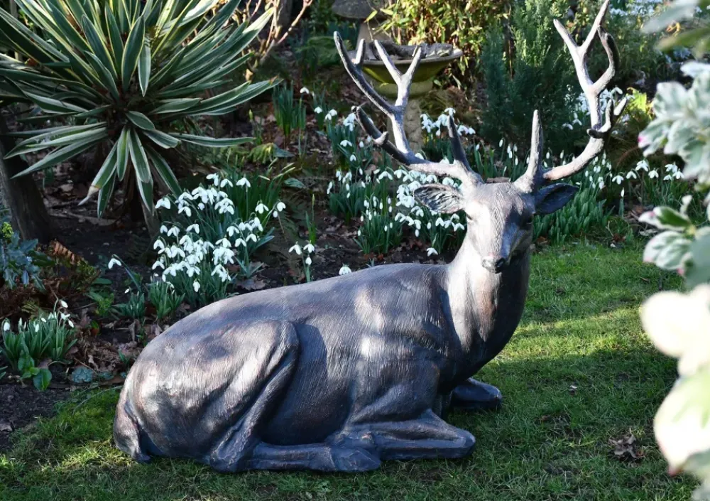 Stags & Deers^Statues & Sculptures Classic Stag 84cm Bronze Metal Garden Statue