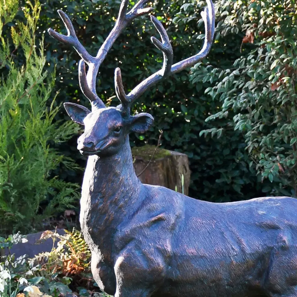 Stags & Deers^Statues & Sculptures Classic Stag 143cm Bronze Metal Garden Statue