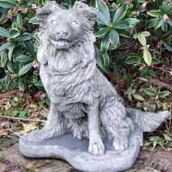 Dogs^Statues & Sculptures Collie Puppy Dog Stone Garden Ornament