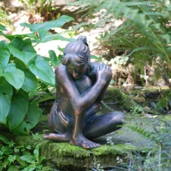 Children^Statues & Sculptures Contemplating Girl Bronze Resin Garden Ornament