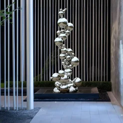 Giant|Floor Standing^Statues & Sculptures Cosmic Bubbles 226cm Silver Metal Garden Sculpture