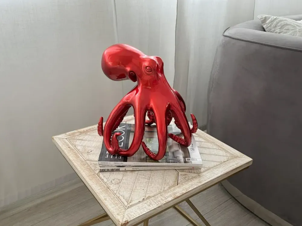 Table Top|Animals^Statues & Sculptures Cosmic Octopus 31cm Red Resin Indoor Sculpture