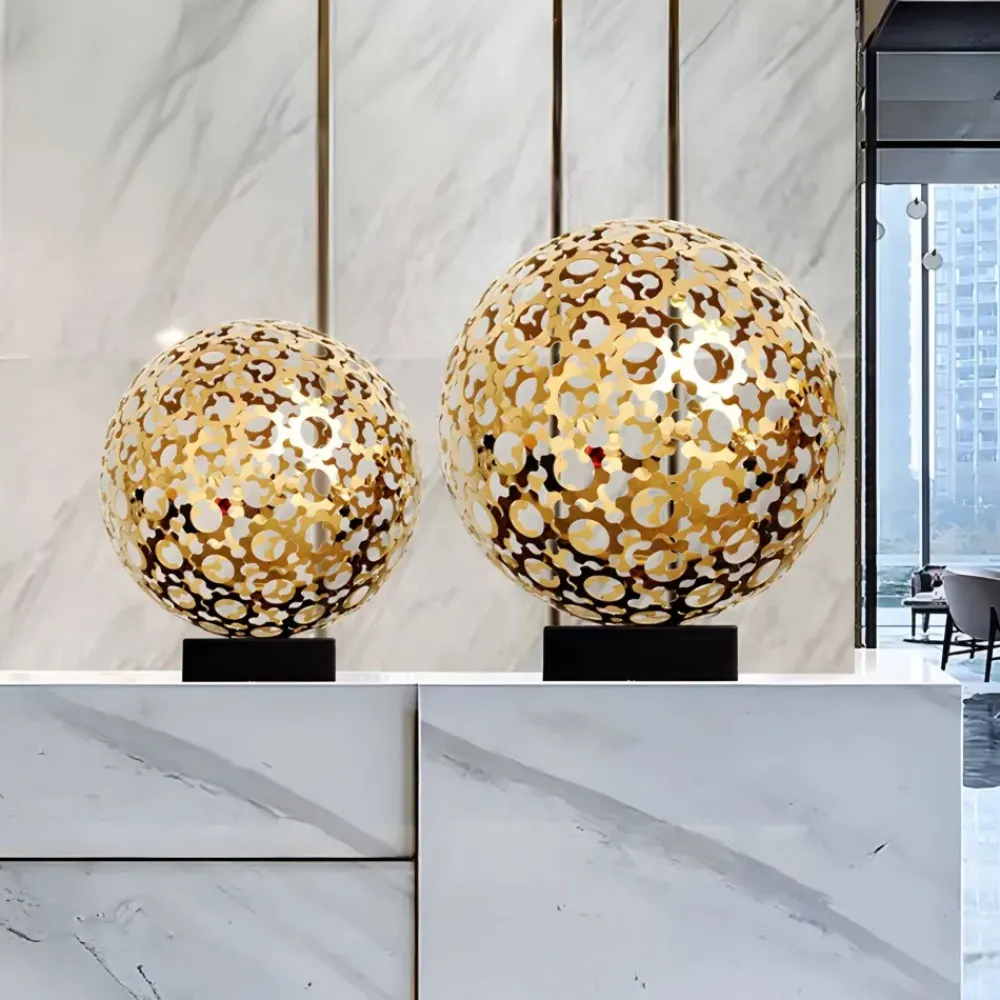 Table Top|Abstract^Statues & Sculptures Cosmic Sphere 48cm Gold Metal Indoor Sculpture