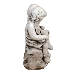 Children^Statues & Sculptures Country Boy & Girl 56cm Stone Resin Garden Statue